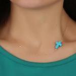 Turquoise Sideways Cross Necklace
